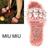 2017大人気 MIU MIU ミュウミュウスーパーコピー パール ファーサンダル 5XX1153I33 B005F0311