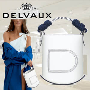 デルヴォー バッグ 偽物 DELVAUX★ピンミニバケットin Box Calf★ホワイト/ネイビー