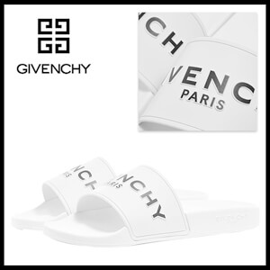 【GIVENCHY】ジバンシィ サンダル コピー ロゴスライド サンダル ホワイト フラット