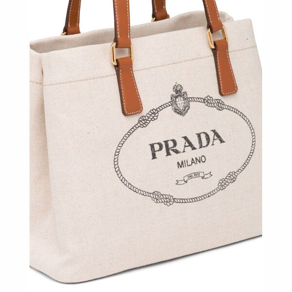 プラダ 偽物 バッグ PRADA CANVAS AND SMOOTH LEATHER SHOPPING BAG 1BG355 F0A5T