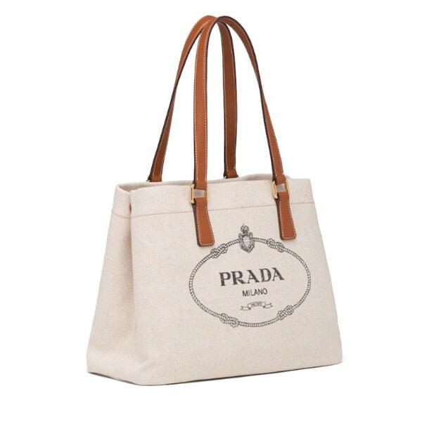 プラダ 偽物 バッグ PRADA CANVAS AND SMOOTH LEATHER SHOPPING BAG 1BG355 F0A5T