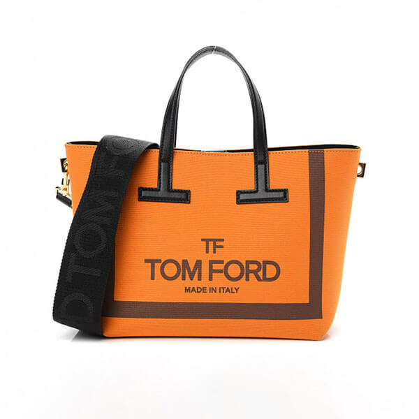 トムフォード トートバッグ 偽物 TOM FORD Canvas T Tote Bag Orange キャンバス トートバッグ