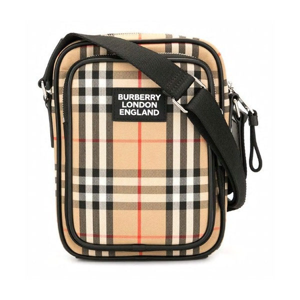 バーバリー バッグ 偽物【BURBERRY】Vintage Check and Leather Crossbody Bag 8023381