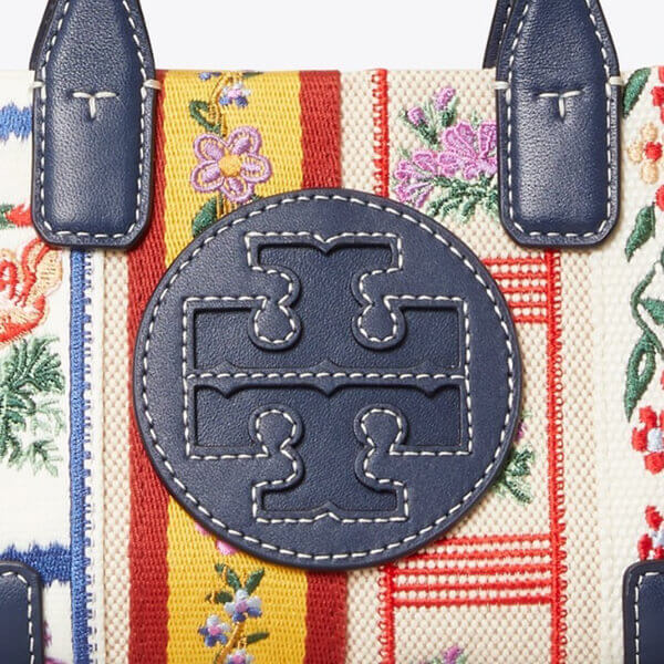 Tory Burchトリーバーチ バッグ 偽物☆ELLA WEBBING PATCHWORK MICRO トートバッグ☆送込