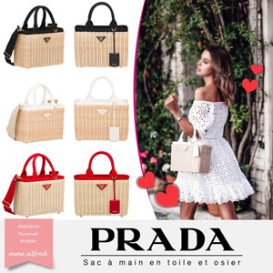 プラダ ストローバッグ 偽物【人気】PRADA プラダ かごバッグ コピー★ ウィッカーカゴ ハンドバッグ 1BG835_2E28_F0N86