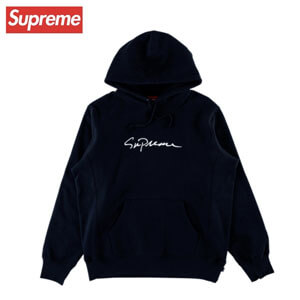 入手困難！シュプリーム パーカー 偽物 Classic Script Hooded Sweatshirt Navy