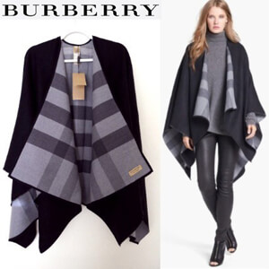 バーバリー ケープ コピー◆Burberry◆リバーシブルポンチョコート・ウール