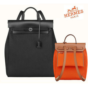 エルメス バックパック 偽物◆ Herbag a dos Zip retourne tilt Black◆Orange