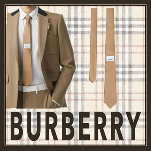 バーバリー ネクタイ 偽物  BURBERRY ロゴラベル付き シルクネクタイ