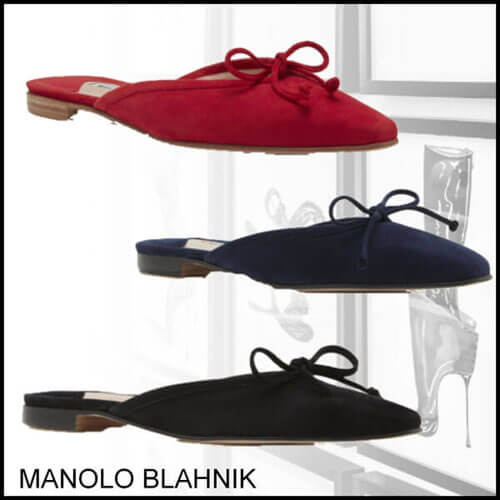 マノロブラニク フラットシューズ 偽物 Manolo Blahnik BALLERIMU スエード ミュール