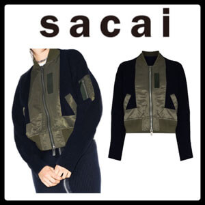 SACAI MA-1 サカイ ジャケット 偽物 20秋冬新作/大人気売切必須 ニット切替ボンバージャケット