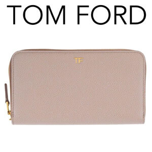 トムフォード 財布 偽物 TOM FORD ゴールドロゴ ラウンドファスナー長財布_BLUSH NUDE 115SM083T