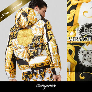 21AW ヴェルサーチェ 偽物 ダウンジャケット VERSACE COOL☆Baroque acanthus Print☆ A85195A235725A7027