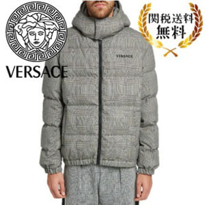 ヴェルサーチェ ダウンジャケット 偽物 VERSACE チェック ダウンジャケット