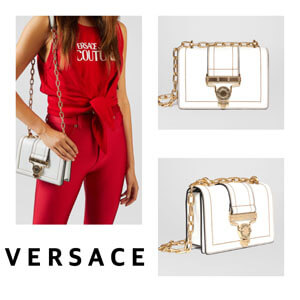 ヴェルサーチ ショルダーバッグ コピー【VERSACE JEANS COUTURE】ロゴ バックル☆白