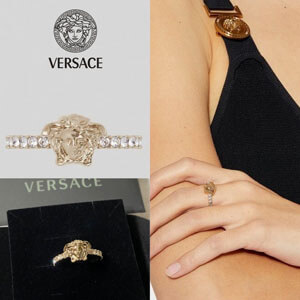 【ヴェルサーチ リング コピー】Versace メドゥーサ スワロフスキー バンド リング