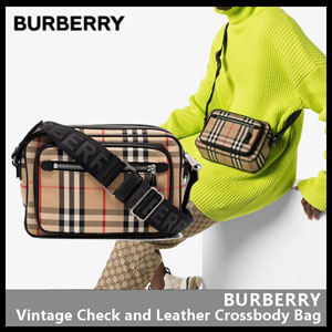 バーバリー バッグ コピー【BURBERRY】Vintage Check and Leather Crossbody Bag 8010152