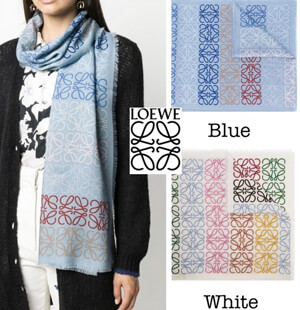 ロエベ マフラー コピー ★ロエベ★FRINGED PRINTED WOOL, SILK AND CASHMERE-BLEND SCARF