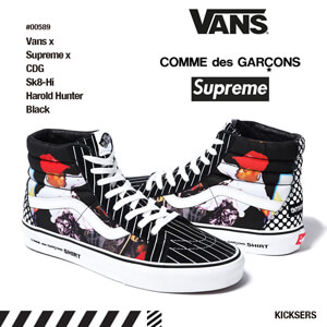 ヴァンズｘシュプリーム 偽物 Vans x シュプリーム x CDG Sk8-Hi Harold Hunter Black VN0QG2EG7 人気コラボ！