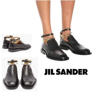 【ジルサンダー 革靴 コピー】JIL SANDER アンクルチェーンレザー ローファー