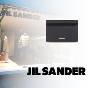 JIL SANDER(ジルサンダー 財布 偽物)★レザー ロゴカードホルダー 黒