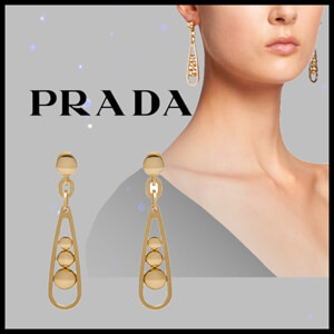 【PRADA】プラダ ピアス コピー メタルボール ペンダントピアス ゴールドカラー