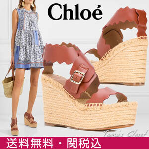 クロエ サンダル 偽物 ウッディ 送料関税込 Chloe WOODY Lauren espadrille ウェッジサンダル