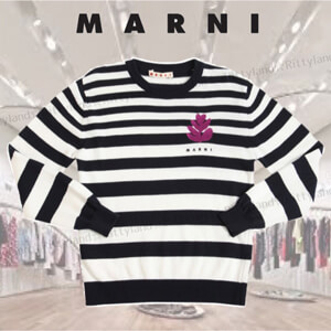 【大人もOK】マルニ 子ども服 コピー ★MARNI★STRIPES COTTON SWEATSHIRT