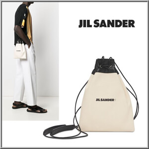 ジルサンダー バッグ コピー JIL SANDER+☆ロゴ ドローストリング キャンバス ポーチバッグ