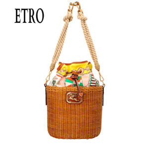 ETRO★エトロ バケットバッグ コピー Pegaso ウィッカー バケットバッグ 1N4799923650