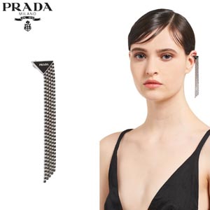 プラダ シンボル ペンダント ピアス コピー 2021SS【PRADA】ロゴ シルバー