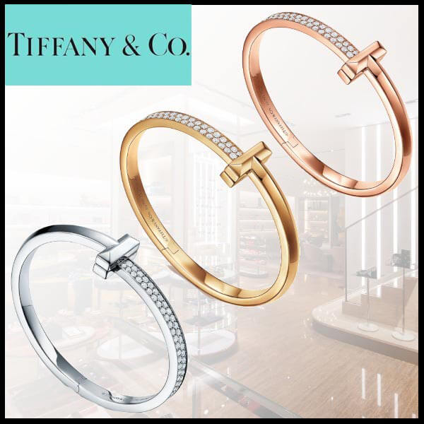 ティファニー Tブレスレット コピー 大人気★おしゃれ！バングル T1 Wide Diamond Hinged Bangle