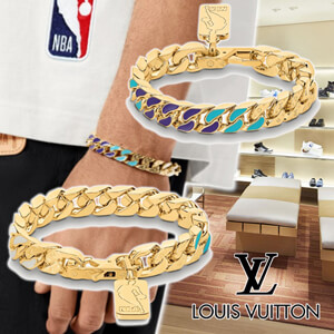 ルイヴィトンnbaブレスレット 偽物 21FW☆LV 新作 NBA ブラスレチェーンリンクス パッチーズ MP3054