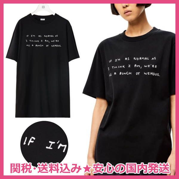 ロエベ テキスト 偽物 Tシャツ★ワーズ コットンTシャツ 2024新作