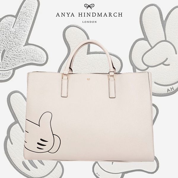 【アニヤハインドマーチ 偽物】Mickey Pointing Leather Tote Bag