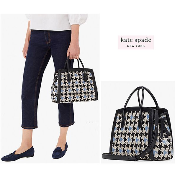 【ケイト スペード スーパーコピー ハンドバッグ】knott houndstooth ラージ satchel