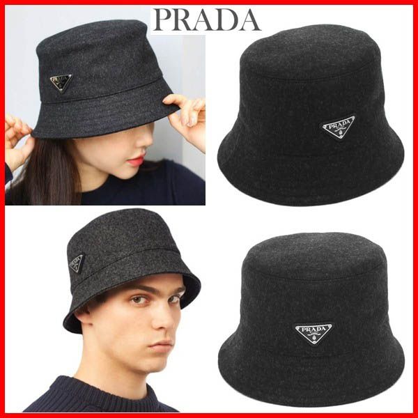 プラダ バケットハット 偽物★PRADA★UNISEXロゴ 最新で絶対欲しい