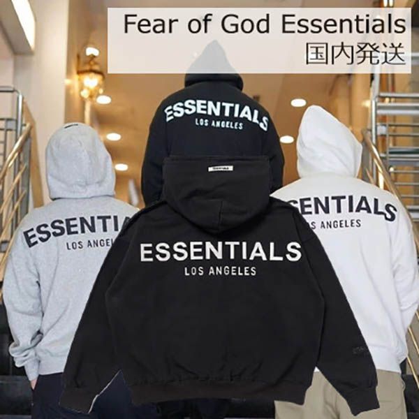 エッセンシャルズ ロサンゼルス 偽物 フィアオブゴッド Fear of God Essentials LOS ANGELES フーディ パーカ ロゴ FOG 限定品