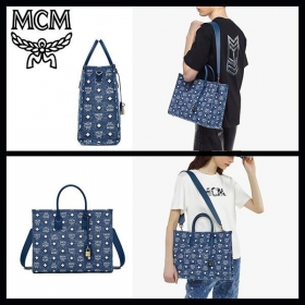 最新！MCM ヴィンテージデニムジャカード 偽物 トートバッグ MWTDSBO02LE001