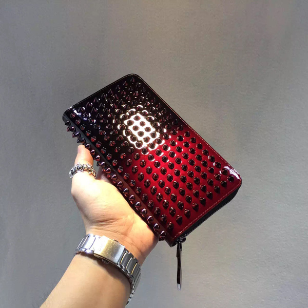 Christian Louboutin クリスチャン ルブタンコピー 15AW スタッズ長財布 ラウンドジップ SCARABE グラデーション Red/Black