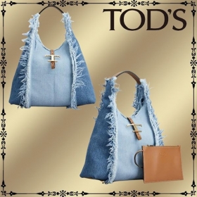 【TODS コピー】T タイムレス デニム＆レザー ホーボー XBWTSBEW3L0RMBZZEU