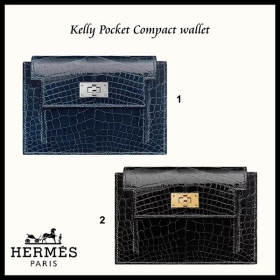 全2色★エルメス Kellyクロコダイルコンパクト財布H078992CC89